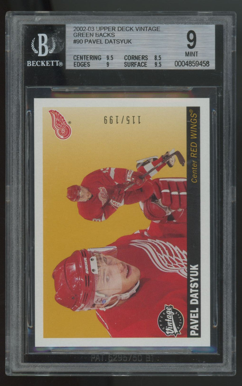 2002-03 Upper Deck Vintage Pavel Datsyuk Green Back /199 #90 BGS 9