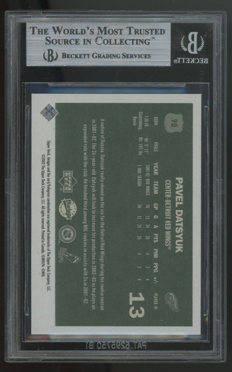 2002-03 Upper Deck Vintage Pavel Datsyuk Green Back /199 #90 BGS 9