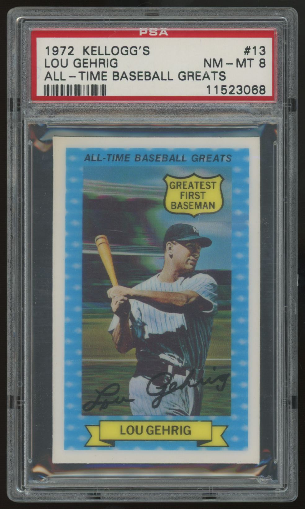1972 Kellogg's Lou Gehrig All-Time Baseball Greats #13 PSA 8