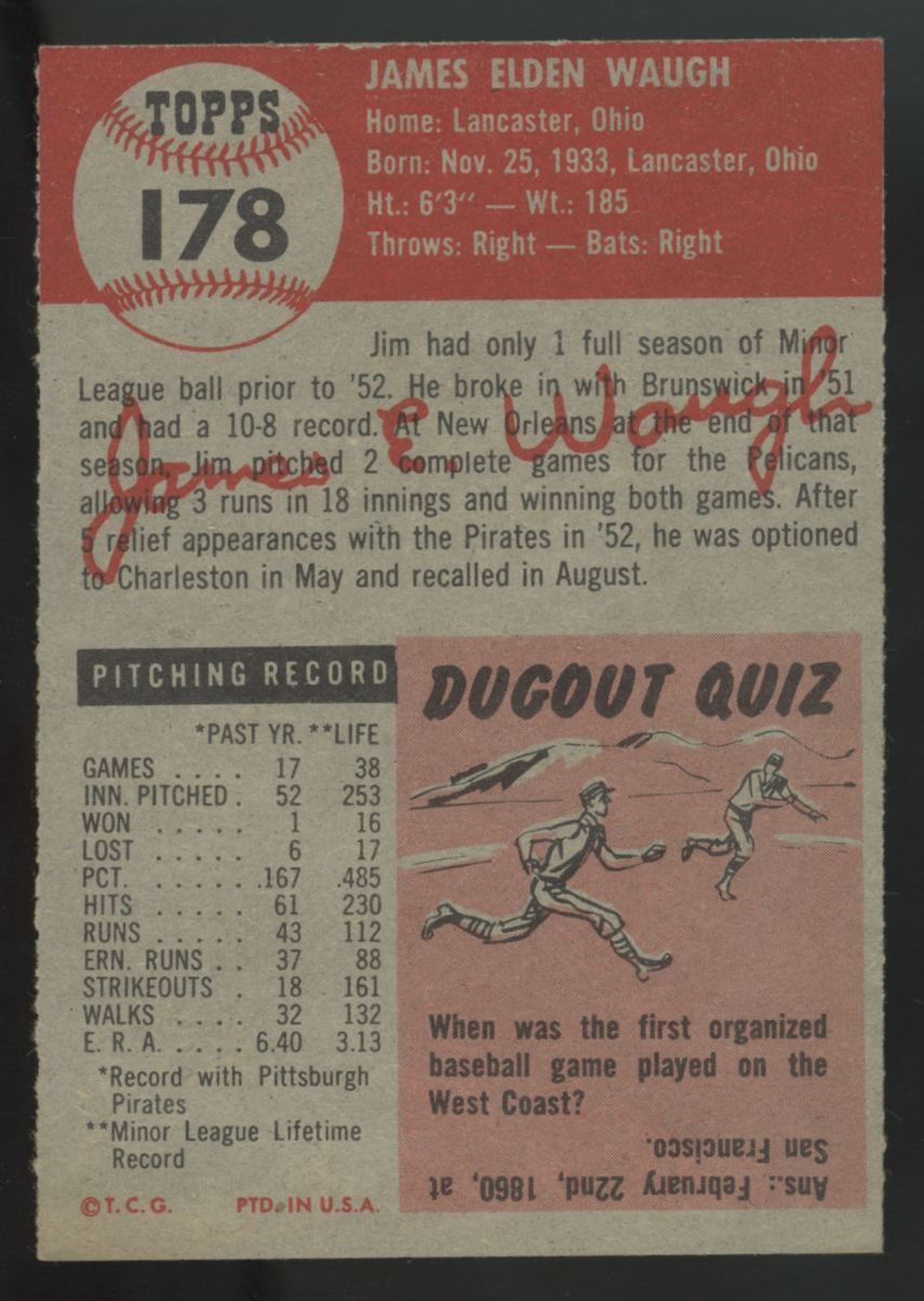 1953 Topps Jim Waugh #178 EX