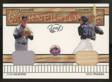 2004 Leaf Mike Piazza/Tom Glavine Cornerstones Dual Patch /50 #CS-6