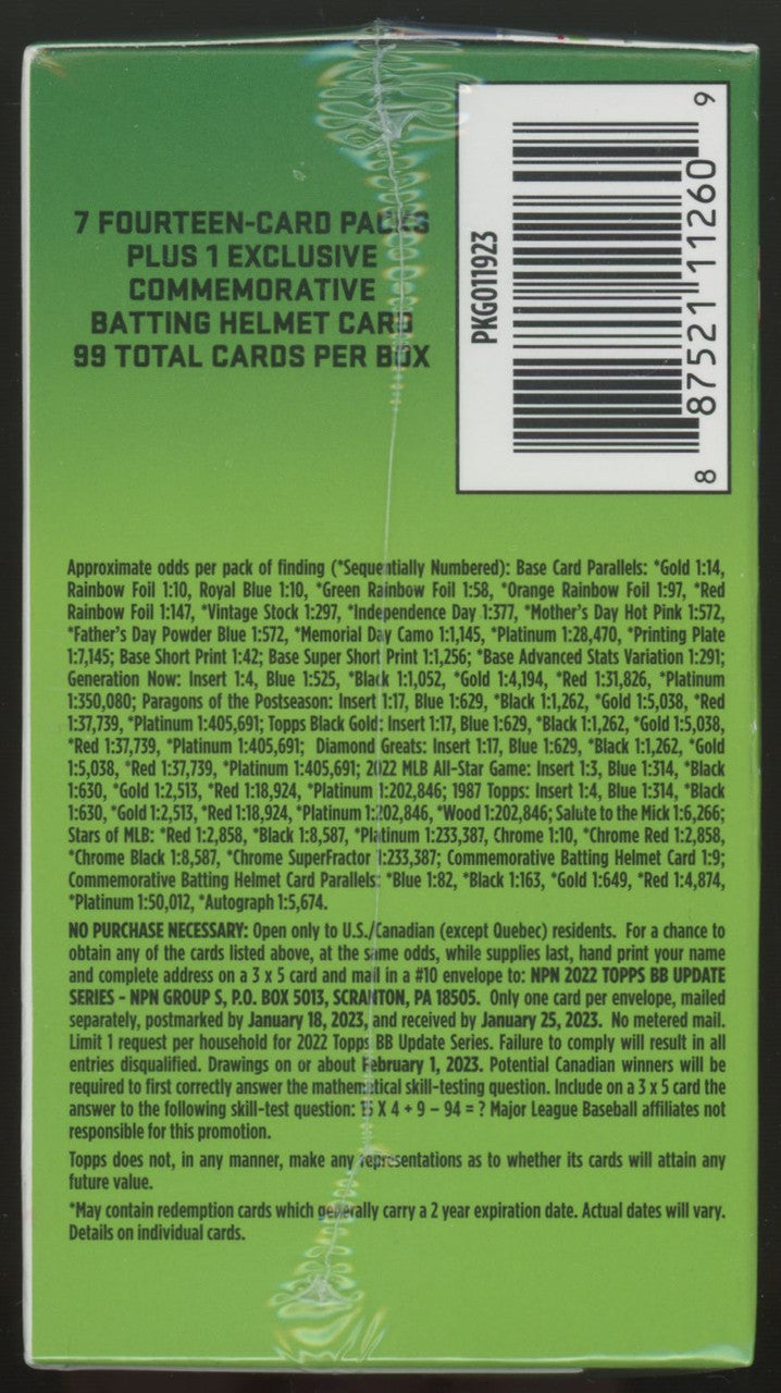 2022 Topps Baseball Update Series Blaster Box Factory Sealed