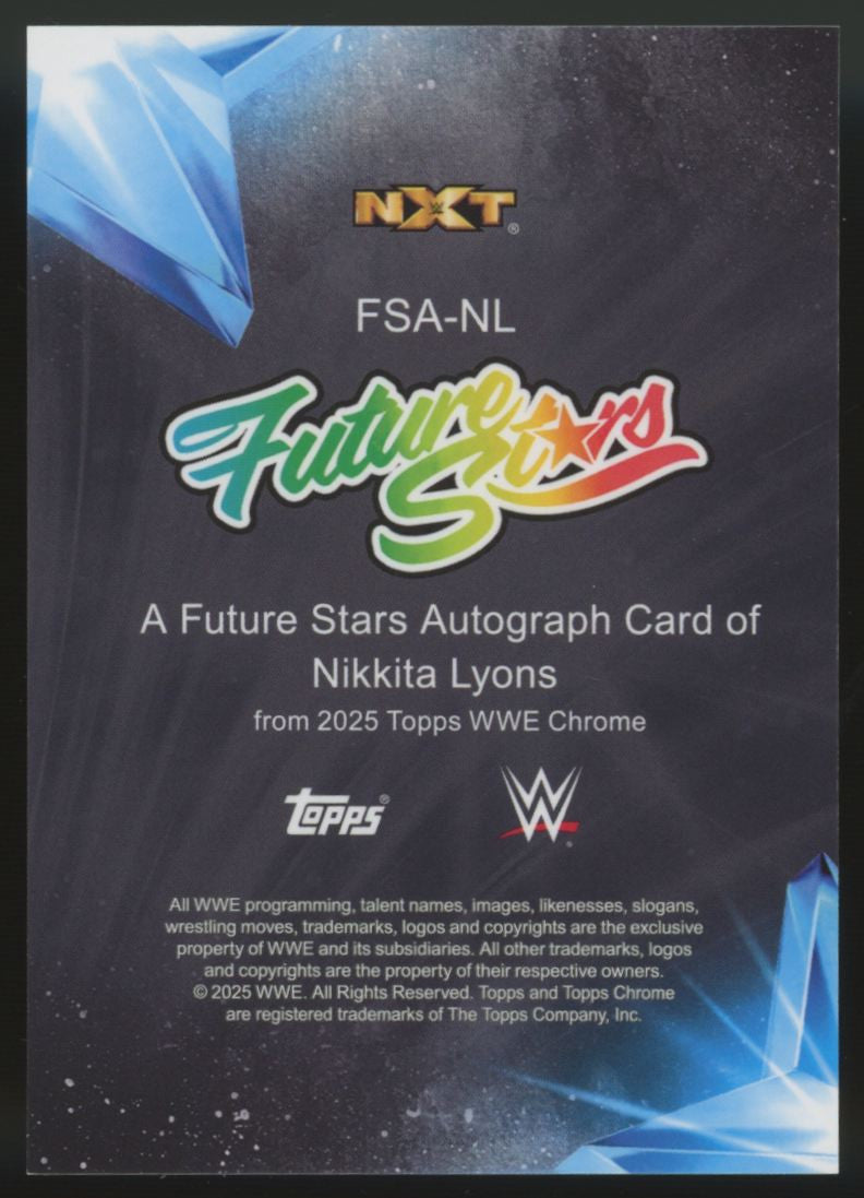 2025 Topps Chrome WWE Nikkita Lyons Future Stars Gold Refractor Auto /50 #FSA-NL