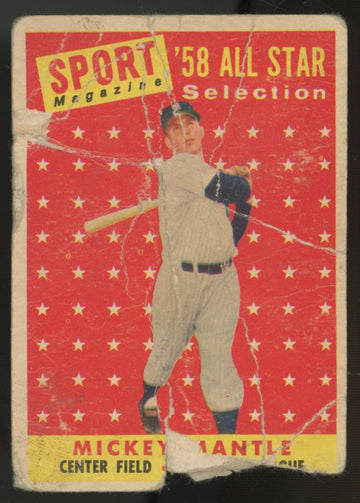 1958 Topps Mickey Mantle Sport Magazine #487 Poor
