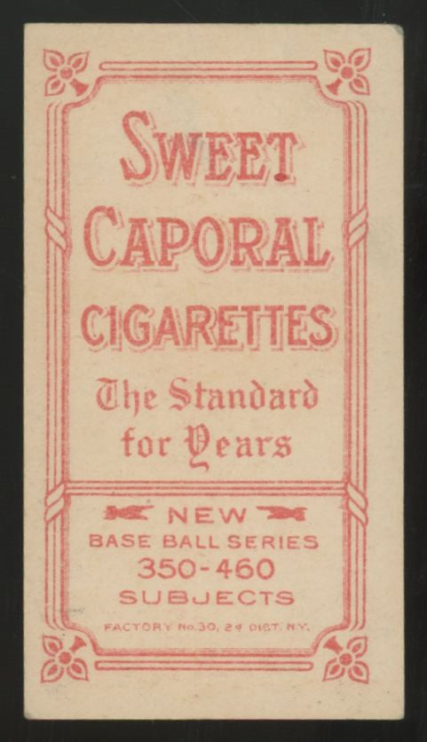 1911 T206 Fred Payne Sweet Caporal Cigarettes Back VG (Wrinkle)