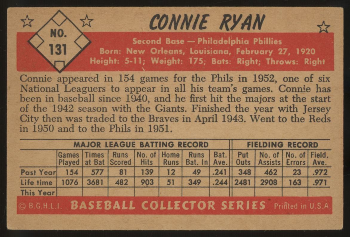 1953 Bowman Connie Ryan #131 EX