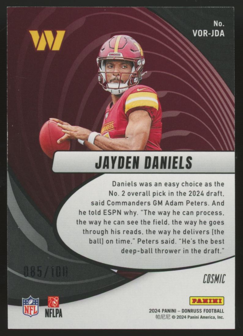 2024 Panini Donruss Jayden Daniels RC Vortex Cosmic /100 #VOR-JDA