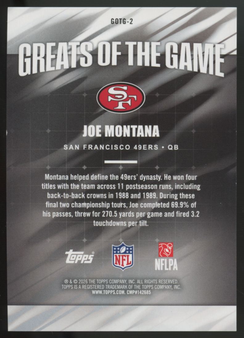 2026 Topps Flagship Joe Montana Greats of the Game Orange Crackle 01/25 #GOTG-2