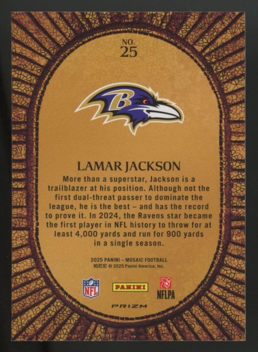 2025 Panini Mosaic Lamar Jackson Micro Mosaic SSP #25