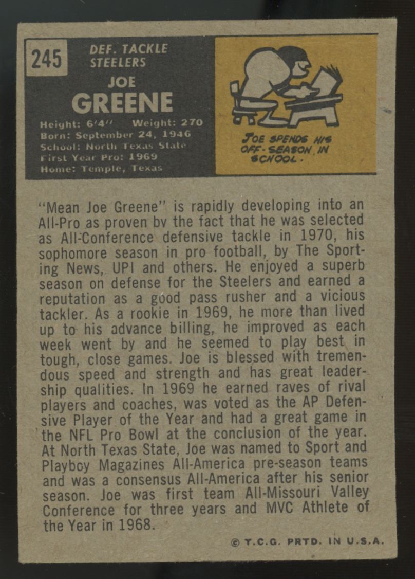 1971 Topps Joe Greene RC #245 G/VG