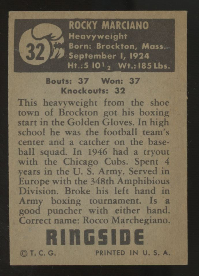 1951 Topps Ringside Rocky Marciano #32 EX