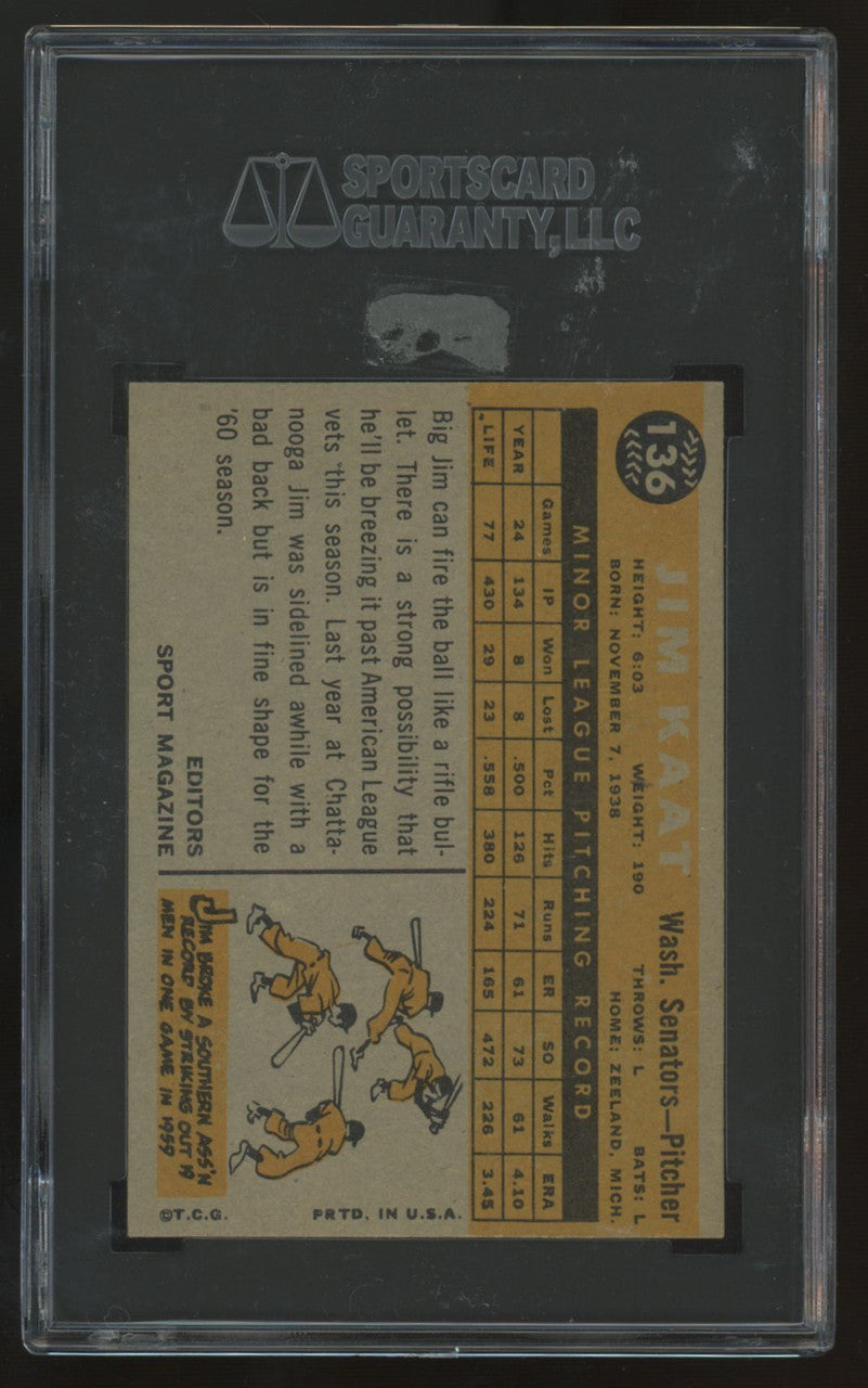 1960 Topps Jim Kaat RC #136 SGC 6