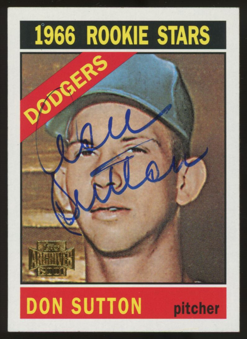 2001 Topps Archives Don Sutton 1966 Rookie Stars Reprint #288 Signed Card JSA