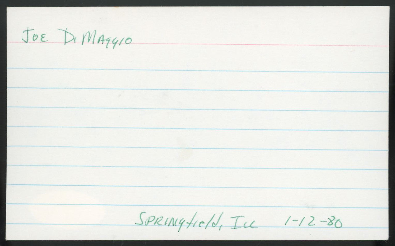 Joe DiMaggio Signed Autographed Index Card JSA YY63453