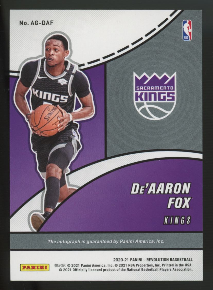 2020-21 Panini Revolution De'Aaron Fox Auto #AG-DAF