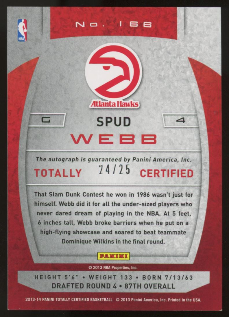 2013-14 Totally Certified Spud Webb Gold Auto /25 #166