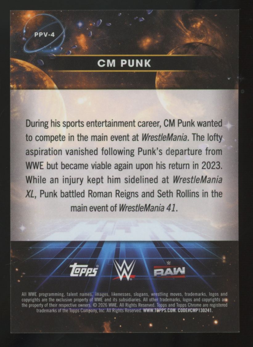 2026 Topps Chrome Cosmic WWE CM Punk Planetary Pursuit Venus SSP #PPV-4