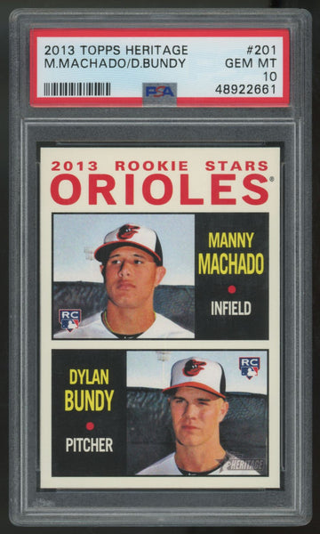 2013 Topps Heritage Manny Machado/Dylan Bundy RC Rookie Stars #201 PSA 10