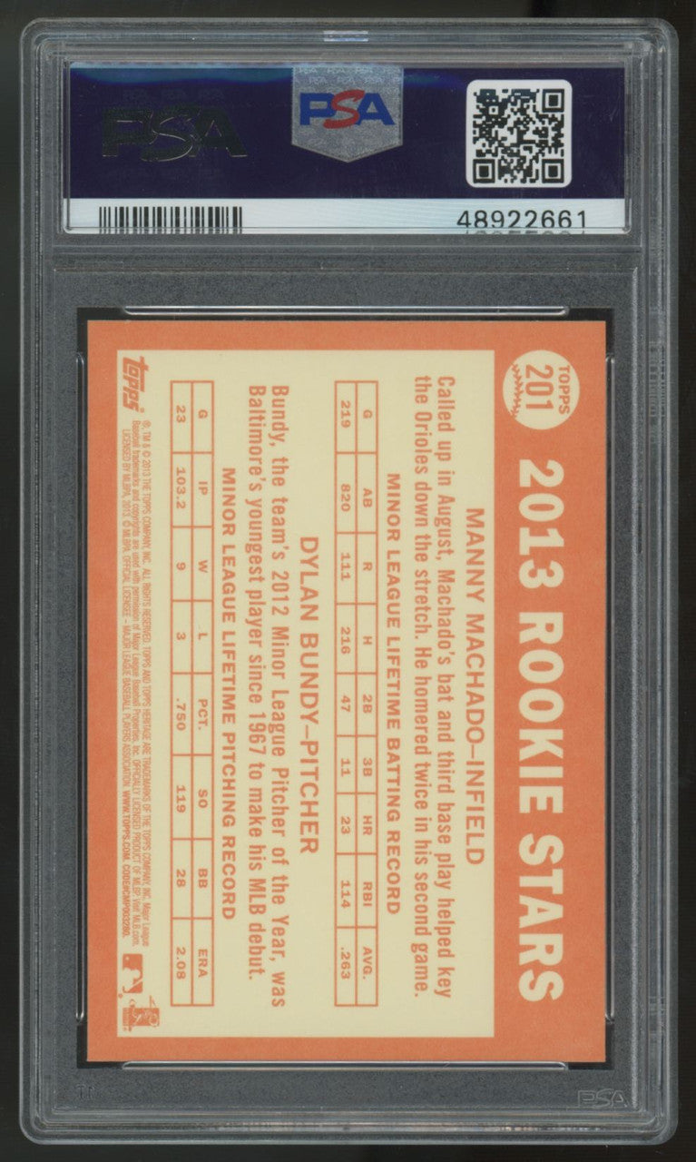 2013 Topps Heritage Manny Machado/Dylan Bundy RC Rookie Stars #201 PSA 10