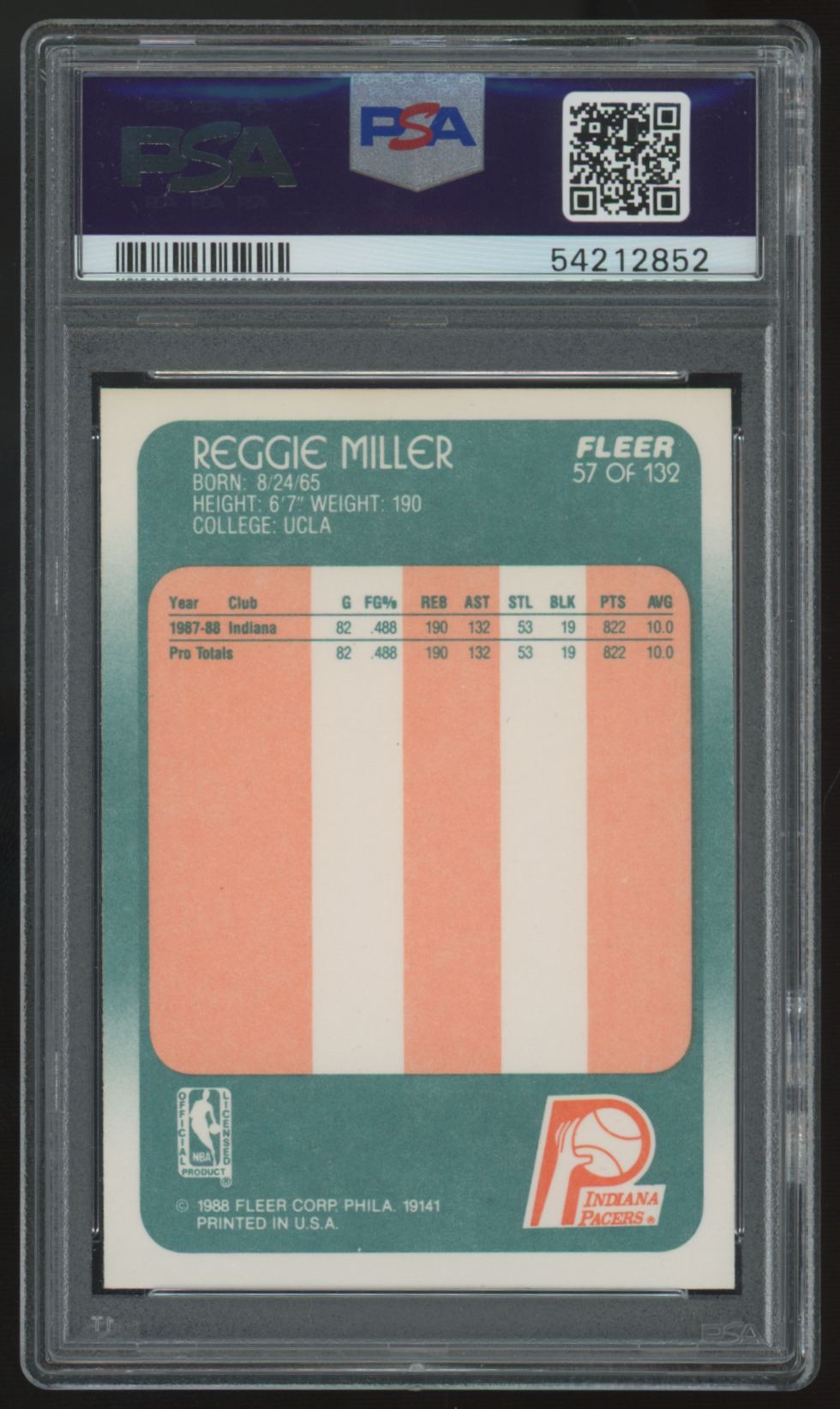 1988-89 Fleer Reggie Miller RC #57 PSA 9 *852