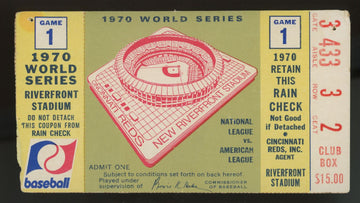 1970 Cincinnati Reds World Series Game 1 Ticket Stub Low Grade