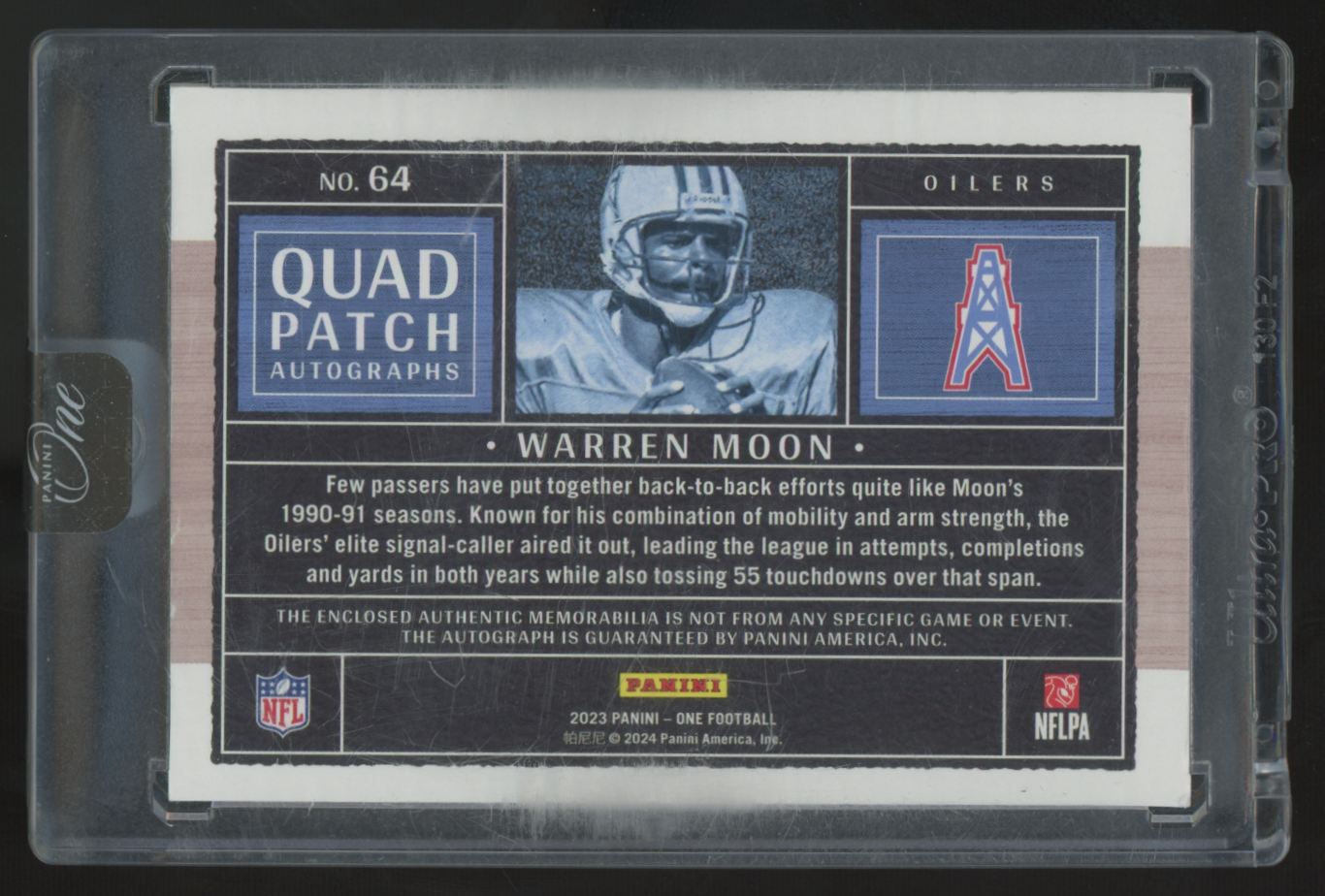 2023 Panini One Warren Moon Blue Quad Patch Auto /35 #64