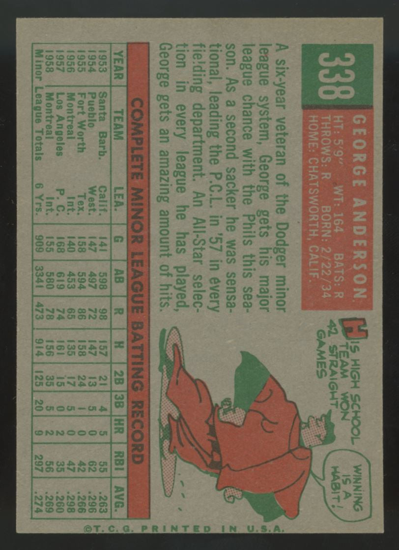 1959 Topps George Sparky Anderson RC #338 EX/MT