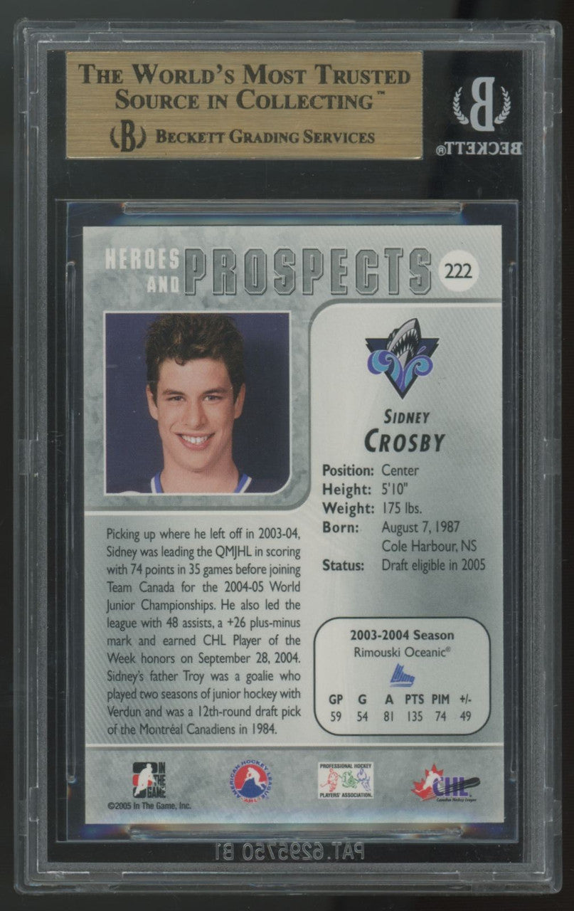 2004-05 In The Game Heroes And Prospects Sidney Crosby Prospects #222 BGS 9.5