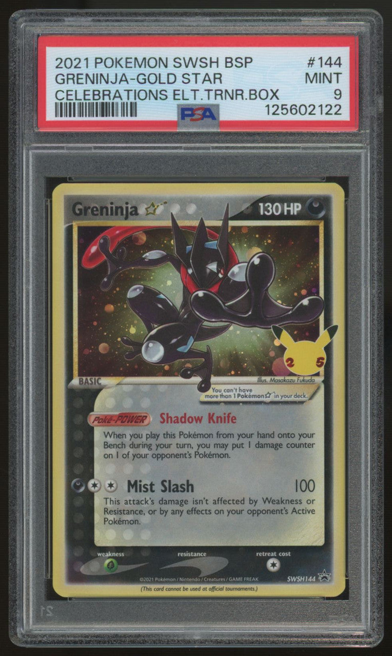 2021 Pokemon Greninja Gold Star Celebrations ETB Promo #SWSH144 PSA 9 (G)