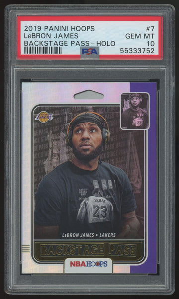 2019-20 Panini Hoops LeBron James Backstage Pass Holo #7 PSA 10