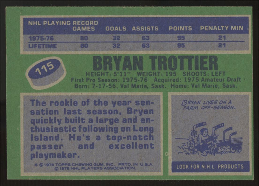 1976-77 Topps Bryan Trottier RC #115 EX+ "A"