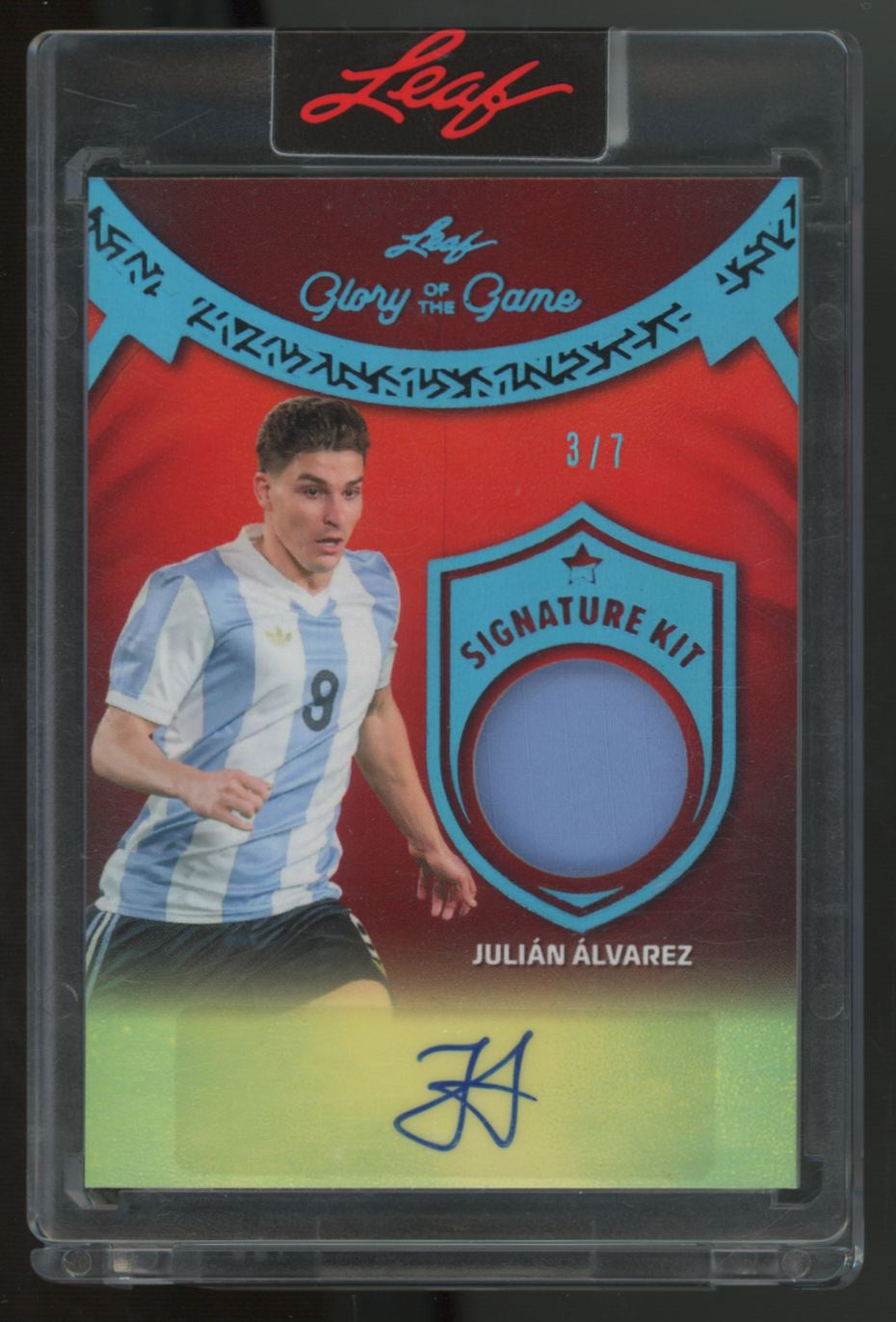 2026 Leaf Glory Of The Game Julian Alvarez Signature Kit Patch Auto /7 #SK-JA1