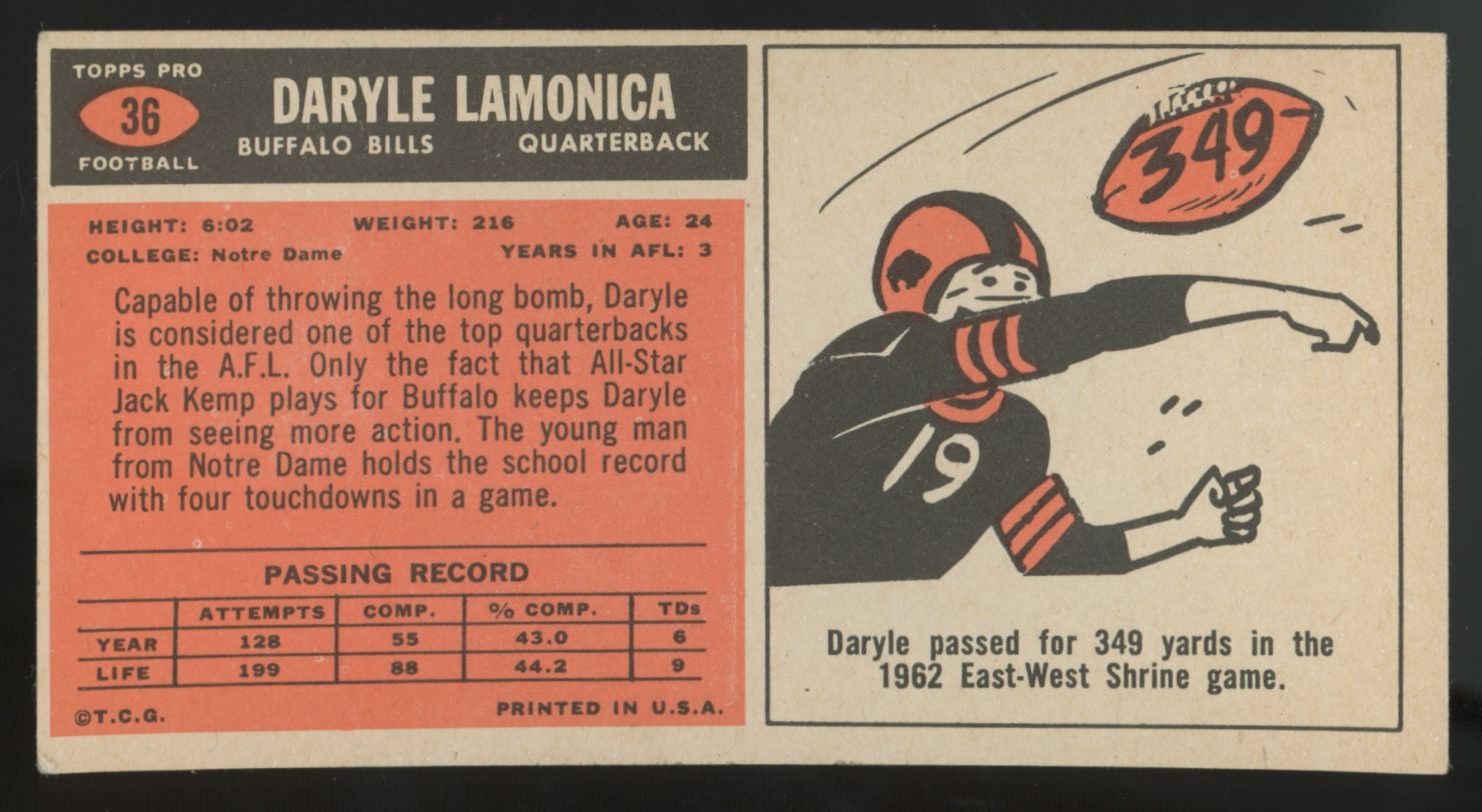 1965 Topps Daryle Lamonica #36 VG/EX