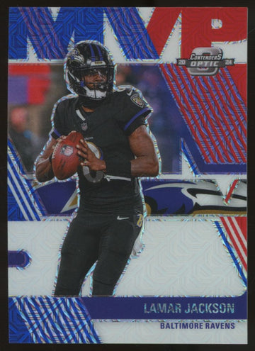 2024 Contenders Optic Lamar Jackson MVP Red White and Blue Mojo /13 #MVP-LJN