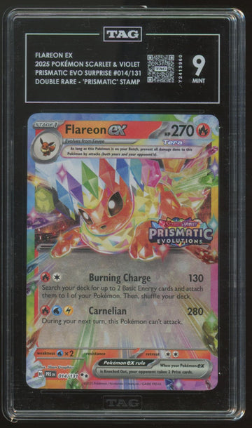 2025 Pokemon Flareon ex Prismatic Evolutions Surprise Box Promo #014 TAG 9