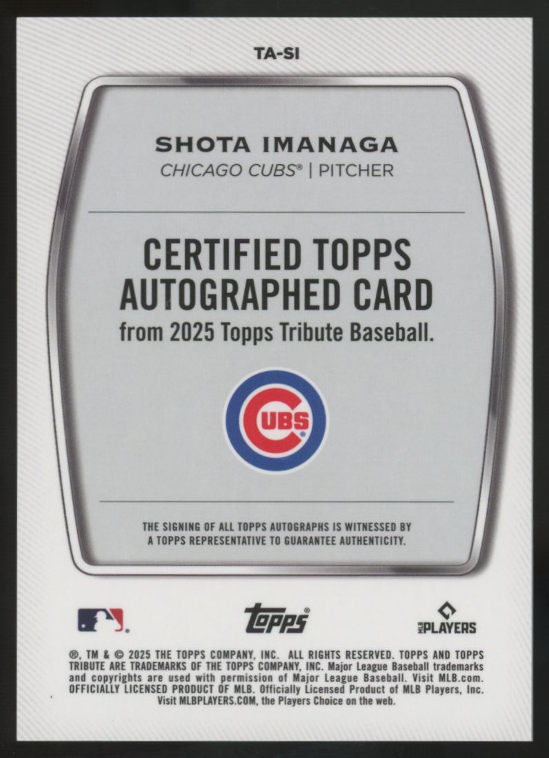 2025 Topps Tribute Shota Imanaga Green Certified Auto /99 #TA-SI