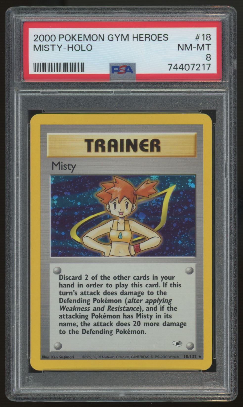 2000 Pokemon Misty Gym Heroes Holo #18 PSA 8