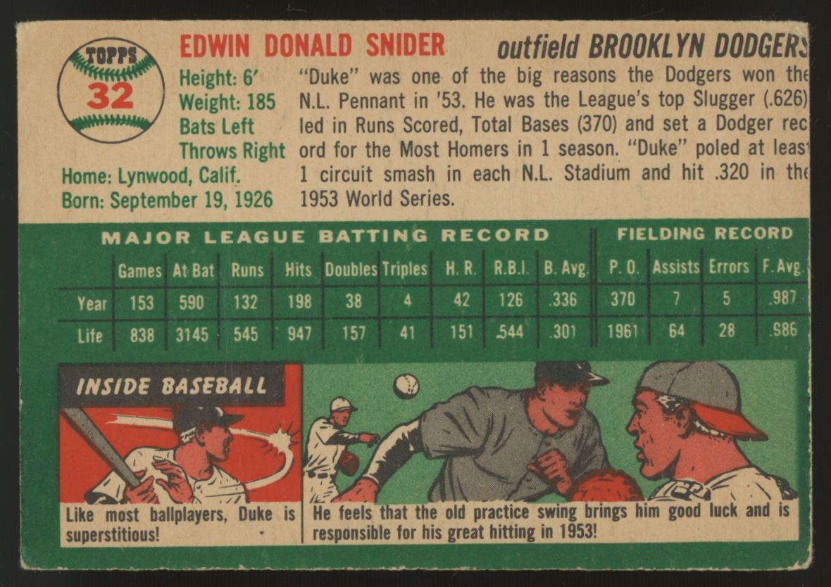 1954 Topps Duke Snider #32 G/VG