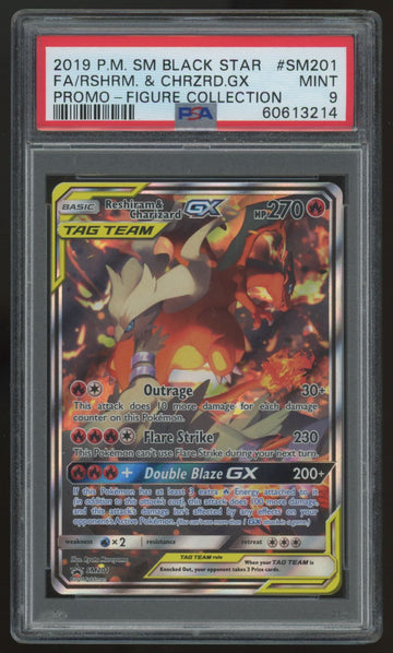 2019 Pokemon Reshiram & Charizard GX Figure Collection Full Art Promo #SM201 PSA 9