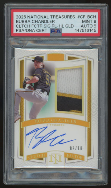 2025 National Treasures Bubba Chandler Gold Clutch Factor Patch Auto /10 PSA 9 9