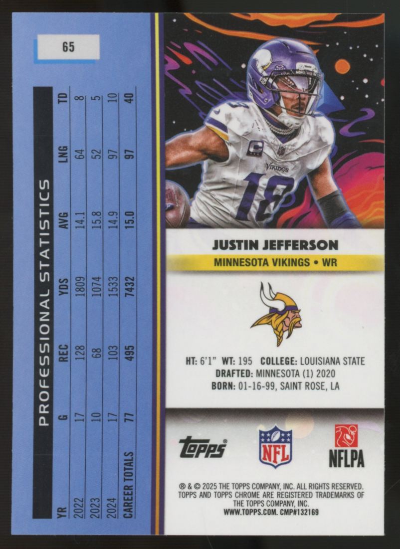 2025 Topps Chrome Cosmic Justin Jefferson Nucleus Refractor #65