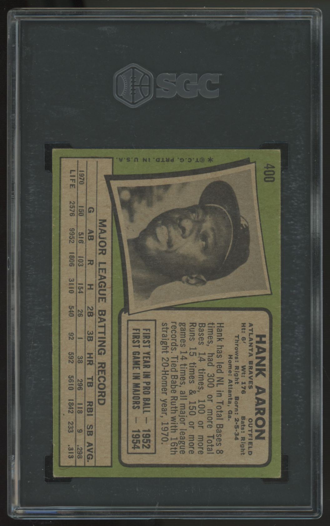 1971 Topps Hank Aaron #400 SGC 4.5 *528