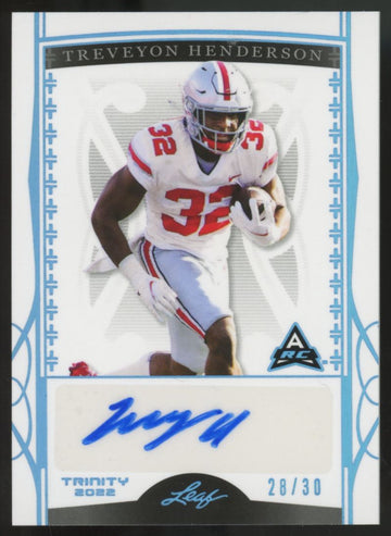 2022 Leaf Trinity Treveyon Henderson RC Blue Auto /30 #BA-TH1