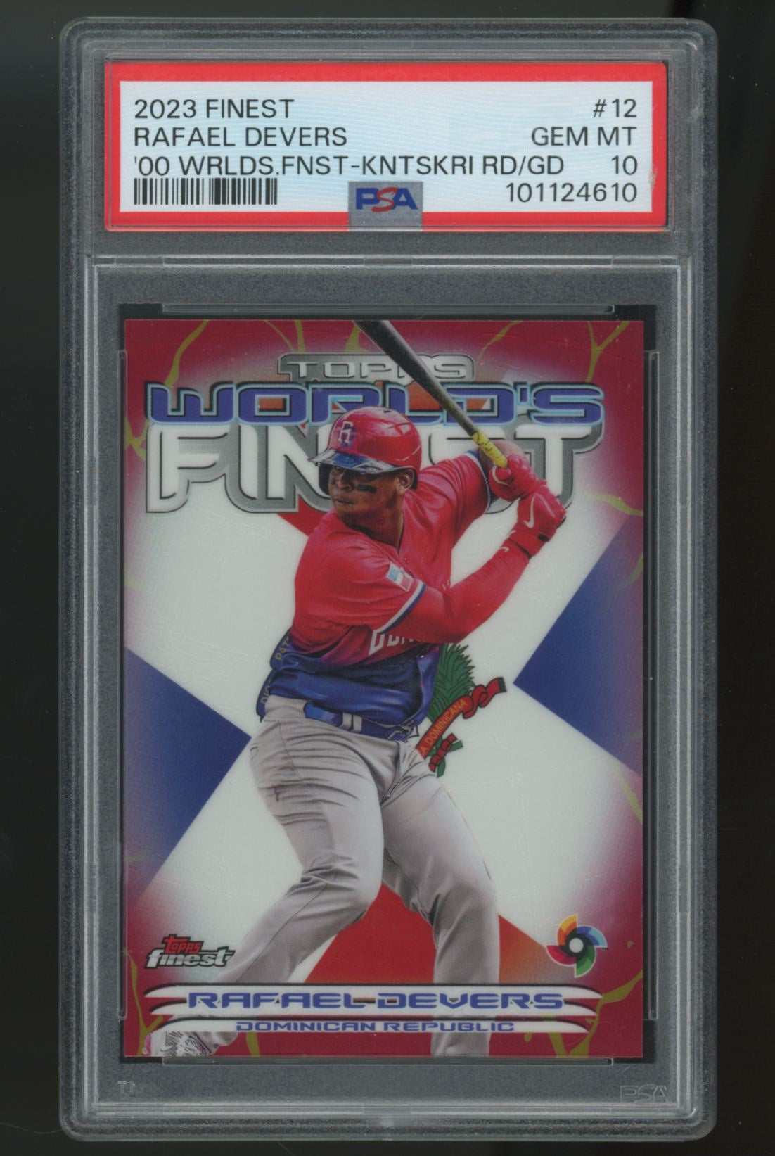 2023 Topps Finest Rafael Devers '00 Worlds Finest Red/Gold #2000-12 PSA 10