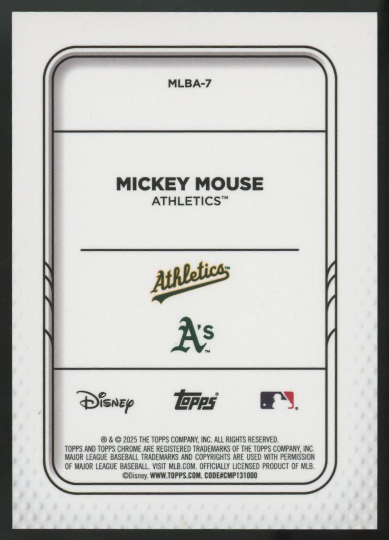 2025 Topps Chrome Disney Mickey Mouse A's Refractor #MLBA-7