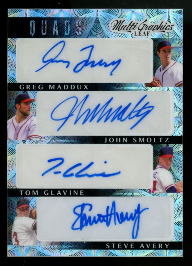 2023 Leaf MultiGraphics Maddux/Smoltz/Glavine/Avery Quad Auto /5 #MQ-10