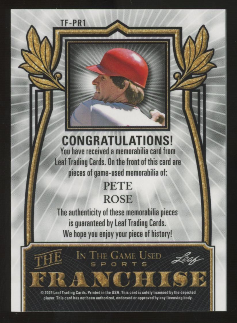 2024 Leaf In The Game Pete Rose The Franchise Triple Patch /60 #TF-PR1