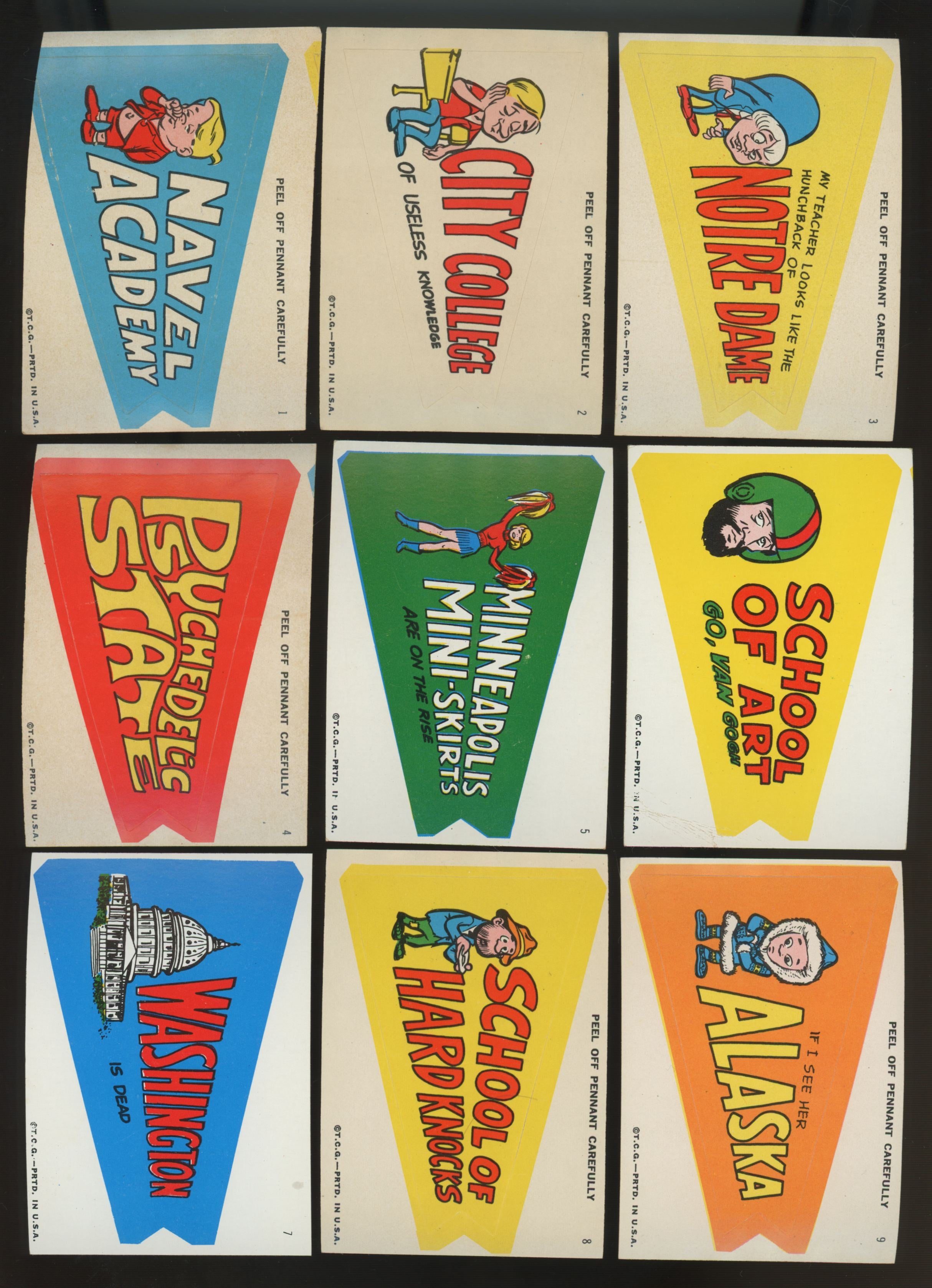 1967 Topps Football Pennant Sticker Set (31) EX Overall