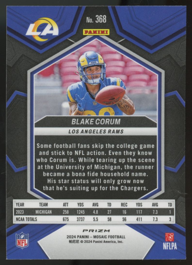 2024 Panini Mosaic Blake Corum RC Genesis SSP #368