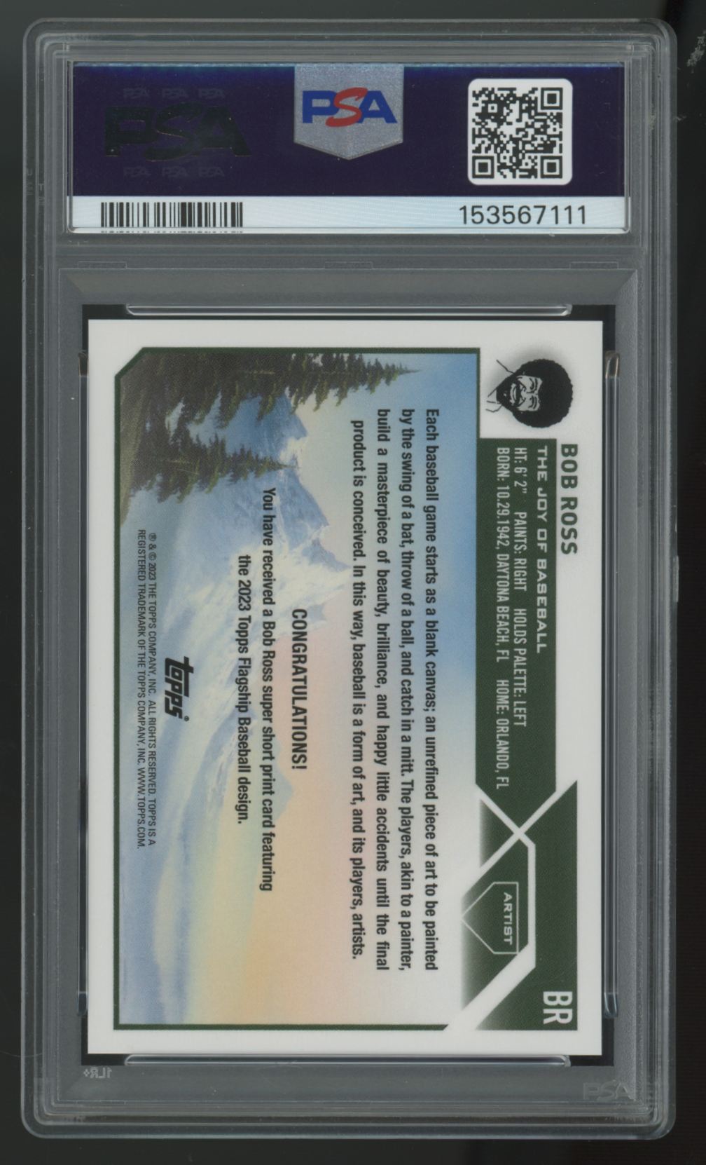 2023 Topps x The Joy Of Baseball Bob Ross Flagship SSP #BR PSA 10